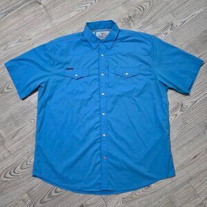 Schaefer Outdoors Range Tek Blue Pearl Snap Button Up Shirt -Men's 2XL